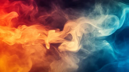 Duet of fire and frost swirling in a luminous smoke ballet.