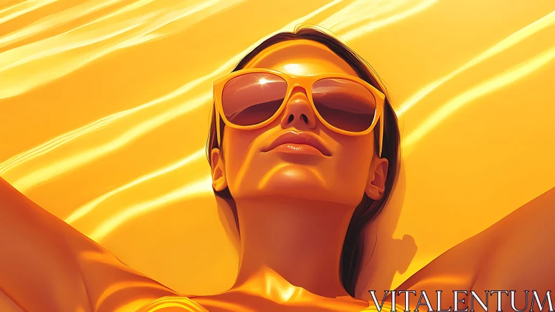 Sun-drenched dream reclines beneath molten citrus light