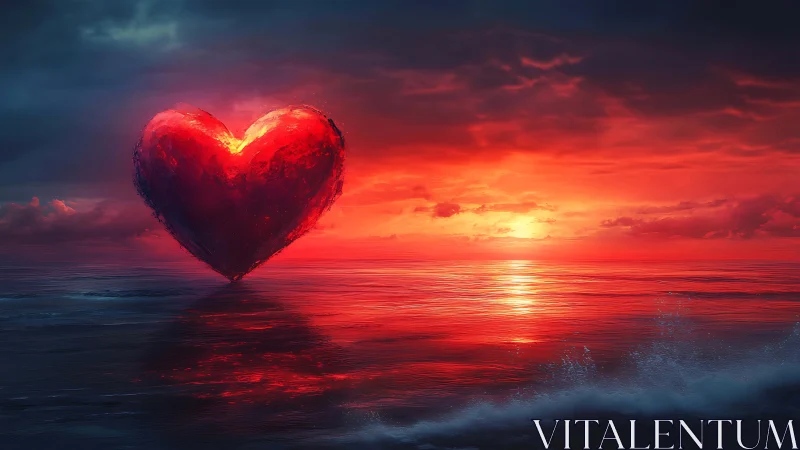 Incandescent Heart over Seascape Sunset.