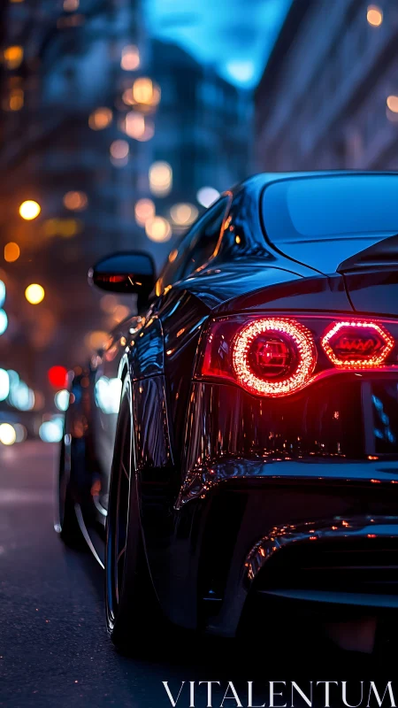 Night street supercar profile with cinematic rear lighting.