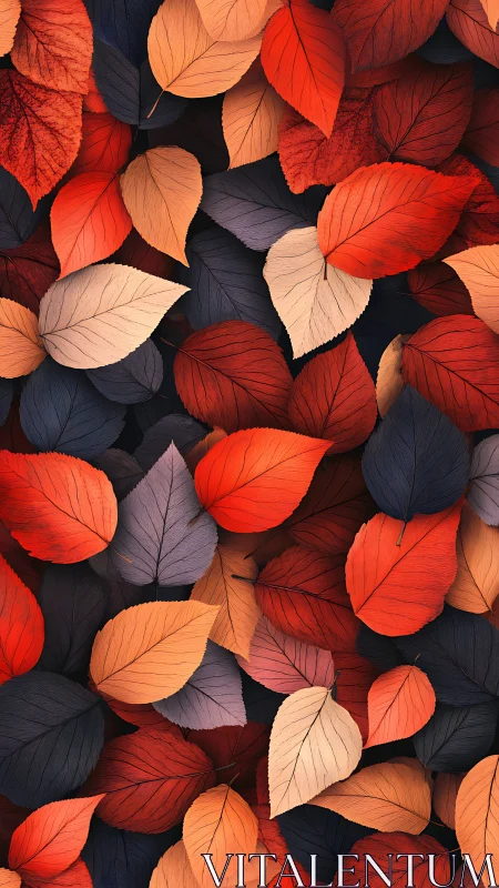 Digital painting of layered autumn foliage with warm palette.