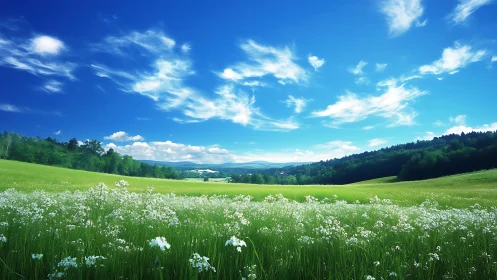 Sky-drunk meadow basking under wild painted clouds.