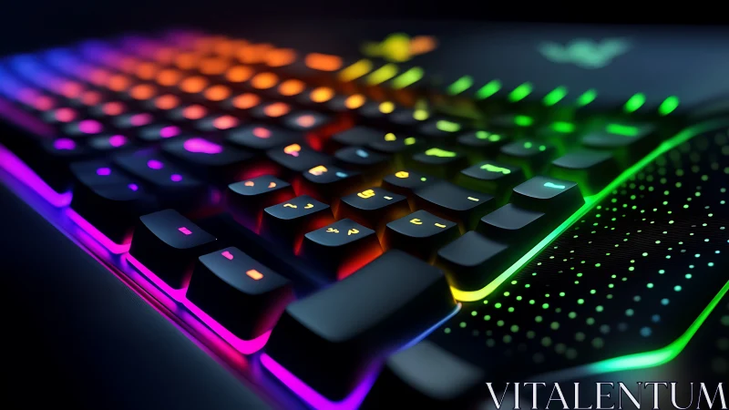 Illuminated mechanical keyboard with spectrum lighting gradient.
