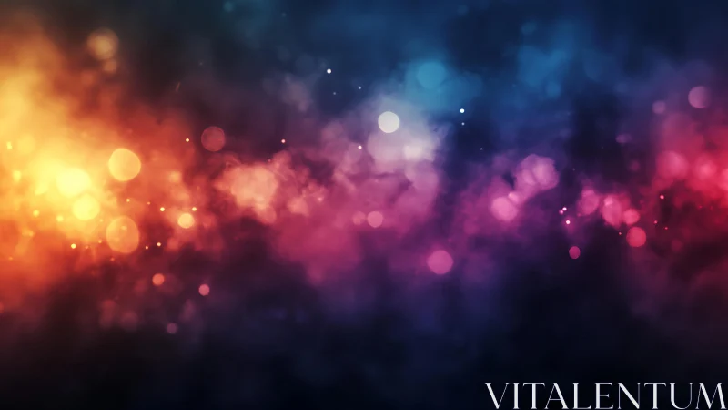 Vibrant abstract bokeh background with colorful nebula effect.