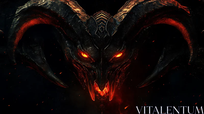Horned demonic skull rendered in molten, glowing textures.
