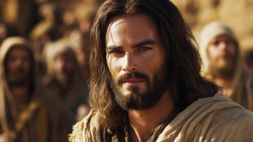 Photorealistic biblical portrait with shallow depth of field.