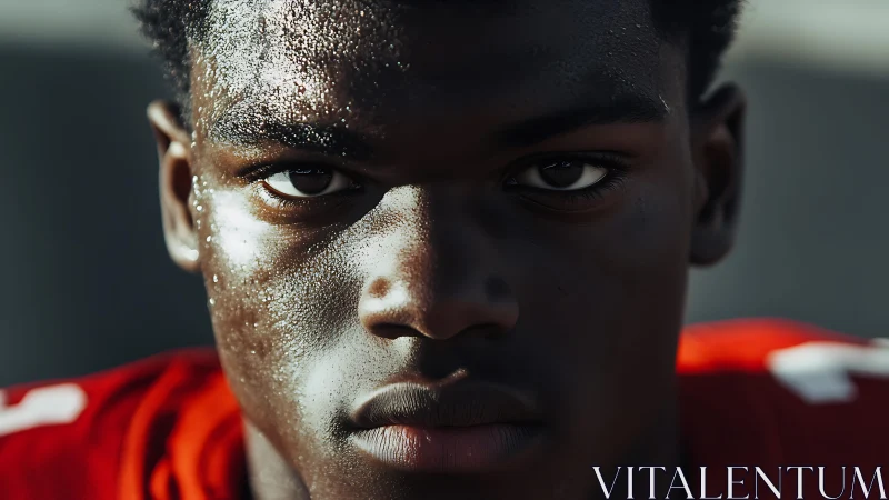 Focused young athlete ready to give everything on game day.