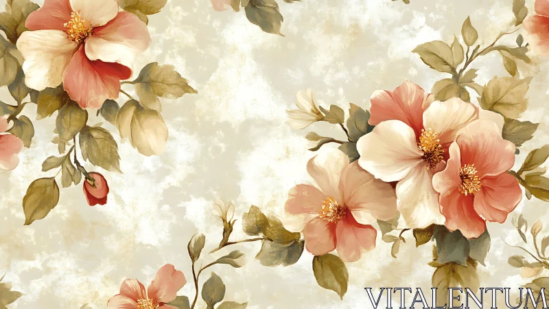 Watercolor floral bouquet pattern with vintage tonal layering.