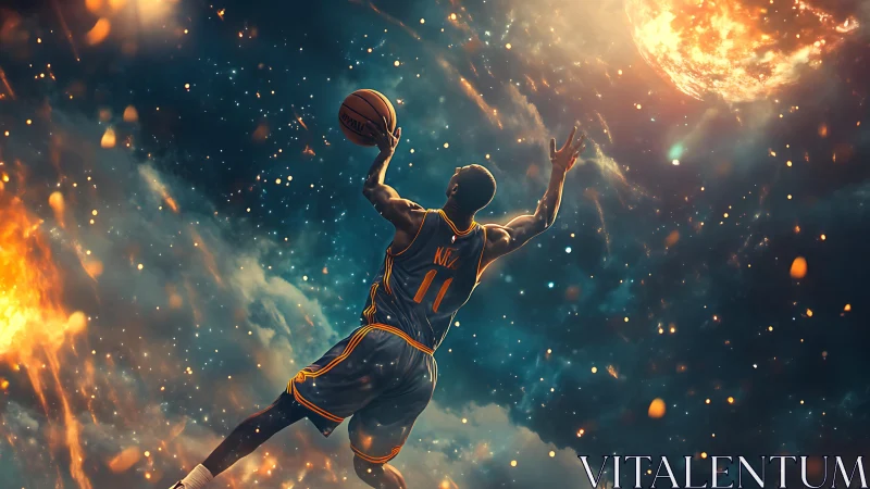 Cosmic point guard soars up to dunk fire into the stars