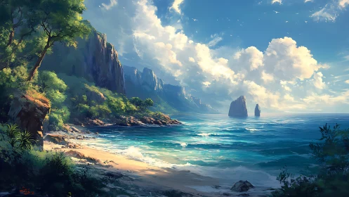 Tropical Coastal Cliffs with Sea Stacks