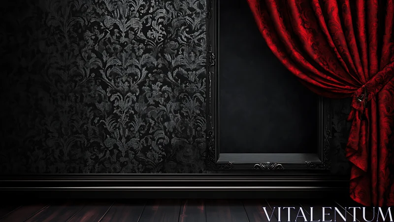 Velvet shadows wait as the red curtain guards an empty frame