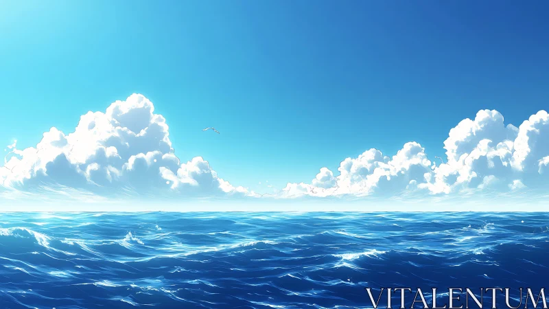 Radiant ocean horizon under cumulonimbus convection field.