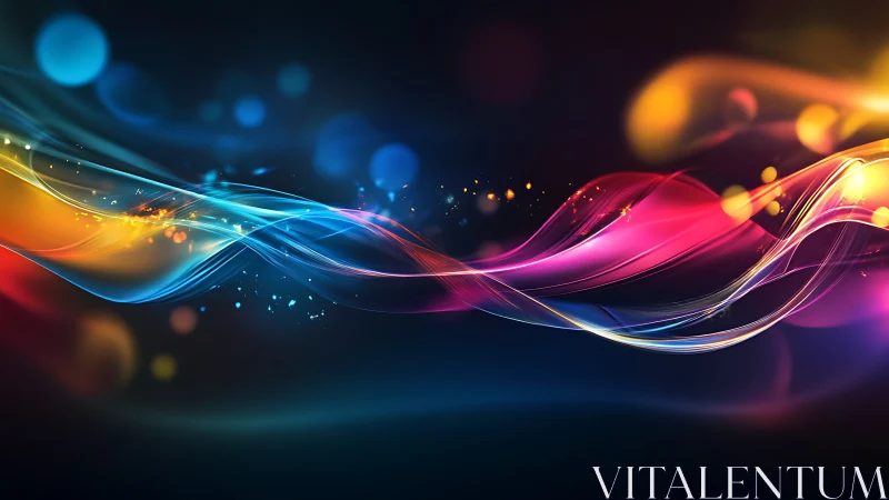 Chromatic light waves flowing across deep cosmic space.