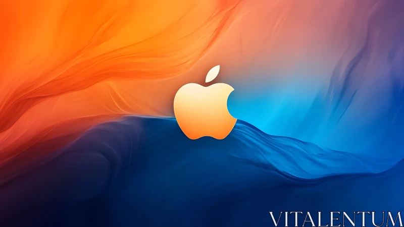 Digital painting logo centerpiece on bifurcated color field.