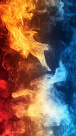 Bilateral flame gradient composition demonstrating warm and cool thermal tones