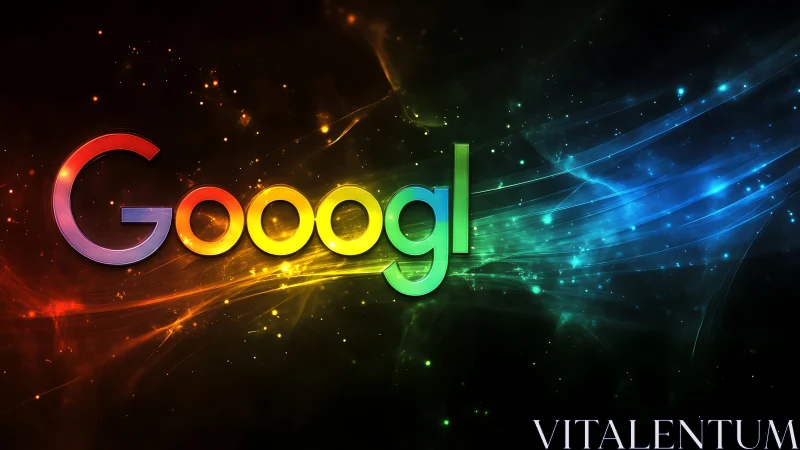 Chromatic sci‑fi wordmark with luminous spectral energy trails