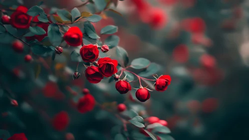 Crimson Roses with Selective Focus Depth.