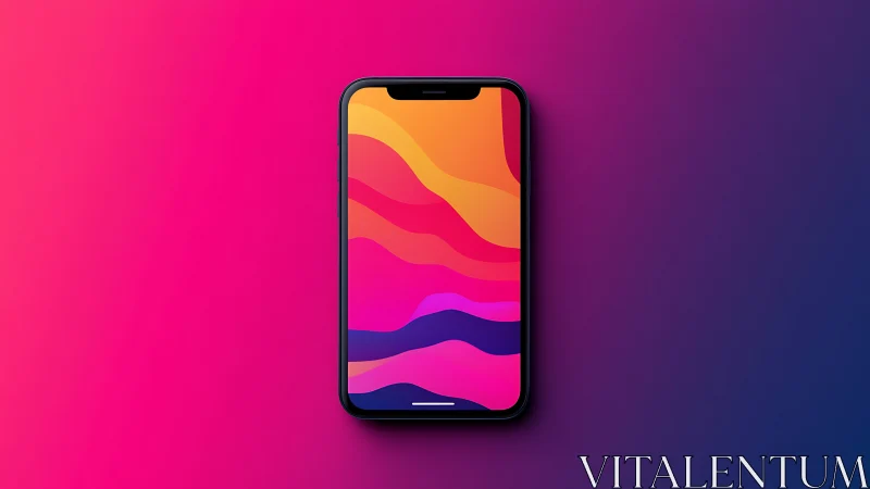 Modern Smartphone Display with Layered Gradient Wallpaper Design