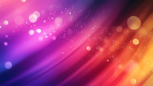 Chromatic light streaks with bokeh particle dispersion backdrop.