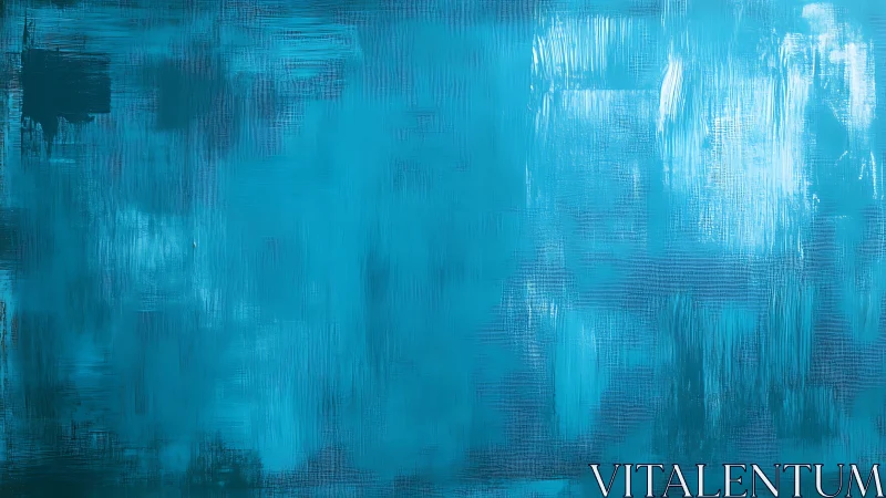 Textured turquoise abstract painting shows vertical brush marks
