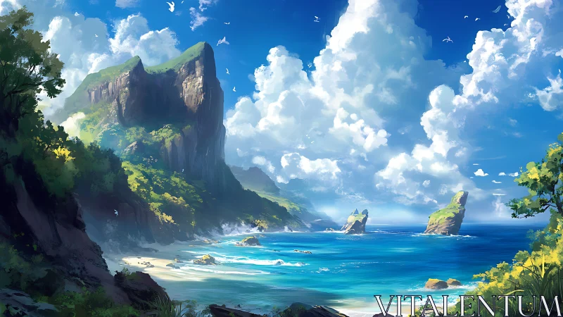 Tropical Island Paradise. Dramatic Cliffs Meet Turquoise Waters.