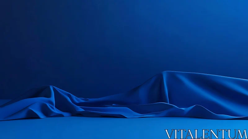 Deep blue draped fabric forming smooth abstract landscape.