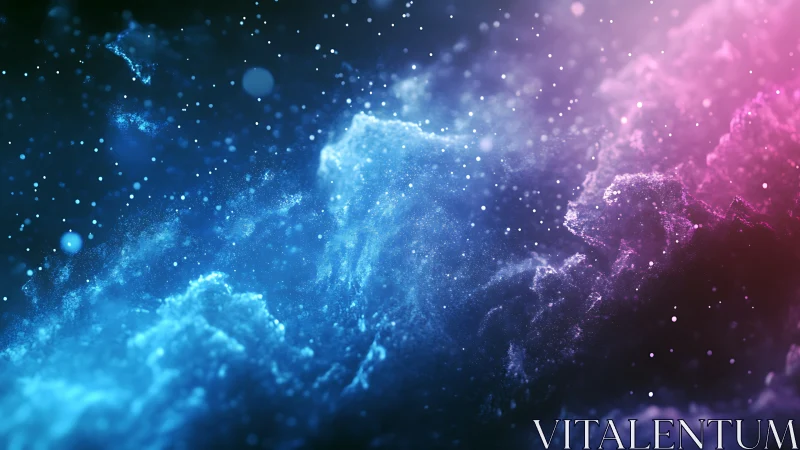 Cosmic mist drifts between electric blue and violet dreams