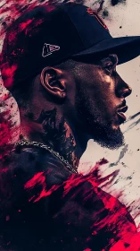 Dynamic side-profile portrait uses splatter gradients and contrast