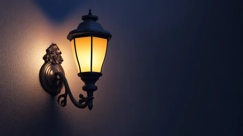 Gentle wall lantern casts a warm glow into the quiet night