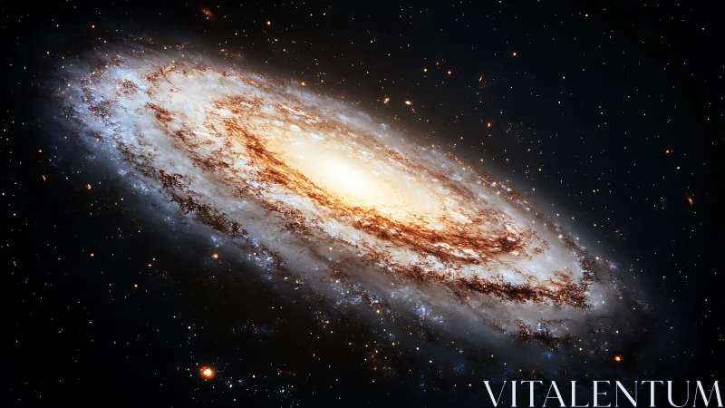 Luminous spiral galaxy drifts through deep silent space