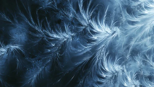 Glacial fractal plumes in luminous blue crystalline currents.