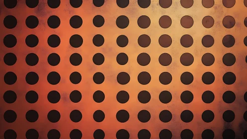 Orange industrial perforated metal sheet with circular pattern.