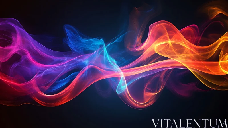 Flowing Neon Energy Waves. Dynamic digital art abstract design.