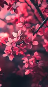 Pink Blossoms Dancing in Soft Magenta Light