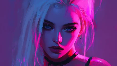Neon-lit portrait of a dreamy rebel in glowing magenta light.