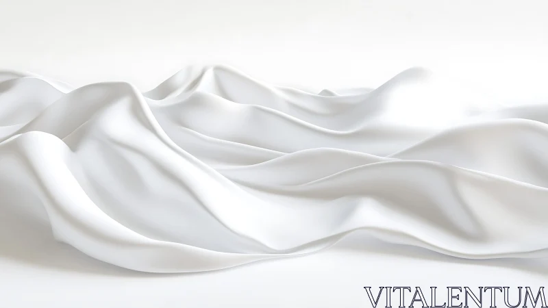 Flowing White Fabric with Soft Waves, Minimalist Abstract Style.