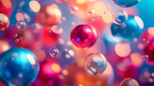 Chromatic translucent spheres rendered in shallow-depth 3D space