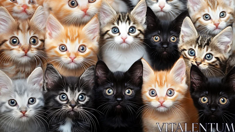 Orchestra of Wide-Eyed Kittens in Mesmerizing Close-Up.