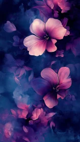 Gradient-Rendered Petals: Luminescent Botanical Forms in Magenta-Indigo Chromatic Space