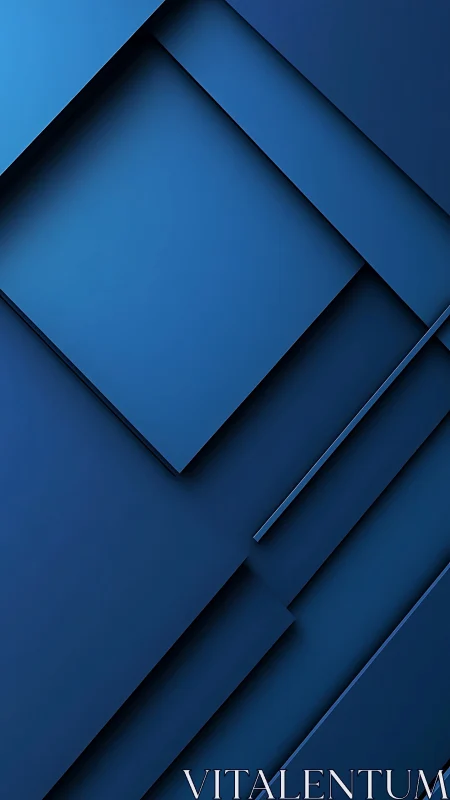 Layered blue geometric panels form intersecting diagonal planes
