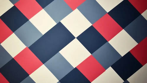 Diagonal grid of flat red, navy, cream, and gray squares