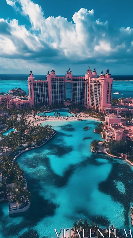 Iconic Pink Castle Resort Overlooking Turquoise Lagoon Paradise