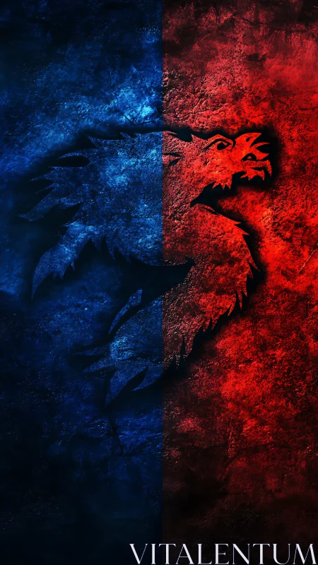 Dual-color dragon emblem split between fire and frost.
