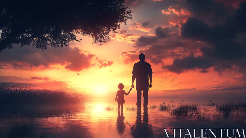 Sunset guardians wade through shimmering memories of light.