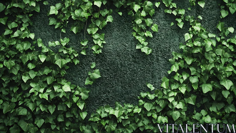 Verdant ivy curtain embracing a textured dark wall surface.