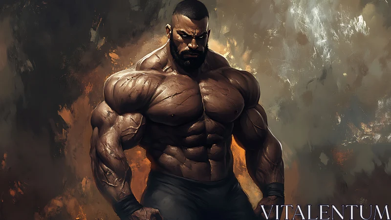 Digital painting of hyper-realistic heroic bodybuilder study.