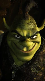 Stylized ogre character close-up in dramatic 3D lighting.