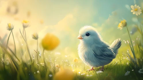 Downy dawn explorer gleams amid dreamy meadow light