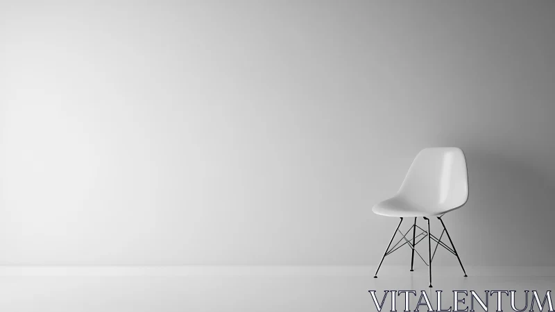 Minimalist White Chair with Metal Legs in Neutral Space.
