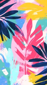 Neon jungle leaves trade whispers across a painted sky